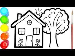 Cara mewarnai sketsa gambar dan teknik gambar rumah minimalis untuk anak tk paud, sd, sltp dan slta!! Menggambar Dan Mewarnai Rumah Dan Pohon Untuk Anak Anak Youtube