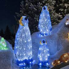 Acrylic Led Penguin Family Outdoor Christmas Decorations Outdoor Christmas Lights Outdoor Christmas