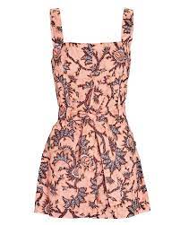 A L C Gilmour Floral Linen Romper In Pink Lyst