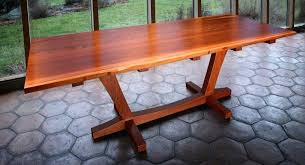 Live edge cedar slab coffee table on industrial steel base. Hand Made Salvaged Redwood Slab Dining Table By Thomas Lutz Design Custommade Com