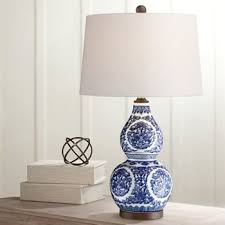 Regency Hill Lp 022 27 Blue And White Double Gourd With Fish Oriental Table Lamp Blue And White Table Lamps Table Lamp Blue And White Lamp White Table Lamp