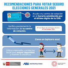 La hora para poder ir a votar en las elecciones generales 2021 que se realizará este 11 de abril ha cambiado con respecto a otros comicios de años anteriores, según las directivas establecidas. Metropolitano Startseite Facebook