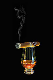 Davidoff And Bourbon Art Print Cigar Art Cigars And Whiskey Smoke Painting