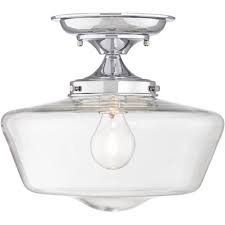 Regency Hill Schoolhouse Ceiling Light Semi Flush Mount Fixture Chrome 12 Wide Clear Glass For Bedroom Kitchen Hallway Bathroom Target