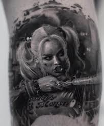Wrist band is approx 7.5 inches by 3.75 inches shoulder tattoo daddy's lil monster measures approx 4.25 by 2.5 inches stomach tattoo. Harley Quinn Tattoos Meanings Tattoo Designs Ideas