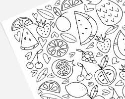 Apple apricot banana blackberry cherry coconut grape guava kiwi fruit lemon lychee mango orange papaya peach pear pineapple pomegranate. Fruit Coloring Page Etsy