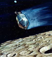 Rendered Image Of A Small Lunar Subsatellite Being Ejected Into Lunar Orbit From The Apollo 15 Service Module Original From Nasa Art Space Art 70s Sci Fi Art