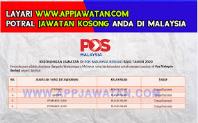 Swasta kelulusan minimum :ijazah, diploma/stpm, sijil dan spm/spvm status pelantikan :tetap/kontrak. Temuduga Terbuka Di Pos Malaysia Berhad Appjawatan Malaysia