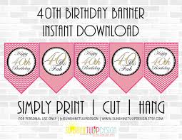 40th Birthday Banner With Picture Printable 40th Birthday Banner Printable 40 And Fab Birthday Banner Pink And Gold Chevron Birthday Bann 40th Birthday Banner Birthday Banner Chevron Birthday