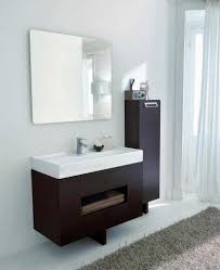 Specify Image Of Cabinet Amazing Wall Mount Dark Brown Laminte Wood Floating Vanity Cabinet Feat White Sink And Wall Mount Mirror O Modern Banyo Tasarim Modern