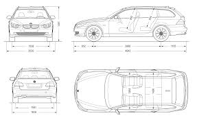 2003 Bmw 5 Series E61 Touring Wagon V2 Blueprints Free Outlines