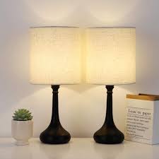 Master bedroom side table lamps. Bedside Table Lamps Set Of 2 End Table Top Lamps For Bedroom Living Room With Black Metal Base Ivory White Fabric Lamp Shade For Bedrooms Living Room Without Bulb Amazon Com