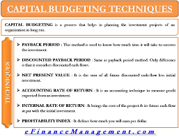 Capital Budgeting Techniques Accounting And Finance Budgeting Finance Investing
