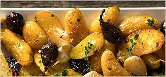 Roasted Potatoes With Figs And Thyme Recipe Recipe Thyme Recipes Veggie Dishes Roasted Fingerling Potatoes