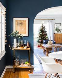 Hygge Cozy Up Your Home Cozy Holiday Decor Dark Paint Dark Paint Inspo Christmas Tree Gold B Dining Room Colors Dining Room Blue Gold Dining Room