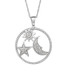  sun, moon & stars gold plated necklace. Sterling Silver 1 3 Carat T W Diamond Star Sun Moon Pendant Necklace