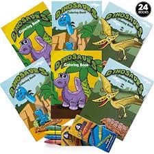 Download Bulk Mini Dinosaur Coloring Books Pack Of 24 With 8 Premium Color Crayons Dino Designs And For Birthday Partydinosaur Themed Goody Bag Filler Educational Toys Planet