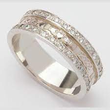Irish Made Diamond Trim Claddagh Wedding Band For Ladies Celtic Wedding Rings Claddagh Ring Wedding Diamond Wedding Bands