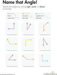 Geometry Name That Angle Worksheet Education Com Angles Worksheet Third Grade Geometry Worksheets Geometry Worksheets