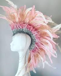 Birds Of A Feather Festival 2020 Pink Feather Mohawk Feather Headdress Burning Man Headdress Etsy In 2020 Feather Headdress Festival Headpiece Pink Feathers