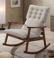 Agatha Midcentury Modern Fabric Upholstered Button Tufted Rocking Chair Modern Rocking Chair Upholstered Rocking Chairs Tufted Rocking Chair