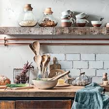No Rustic Kitchen Is Complete Without Plenty Of Wood And Some Gorgeous Ceramics Rustickitchen Rustichomedecor C Rustic Kitchen Shelf Decor Rustic Home Decor