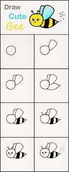 Learn How To Draw A Cute Bee Step By Step Very Simple Tutorial Bee Drawings Kawaii Tutorial Bee Drawing Easy Animal Drawings Cute Easy Drawings