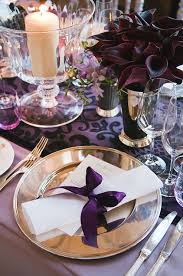 Elegant Table Setting With Plum Pop Of Color Wedding Table Wedding Beautiful Table Settings