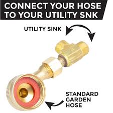 High quality garden hose quick connect that is very easy to connect and disconnect. Laundry Tub Garden Hose Connector 3 4 Ght 90 Degree Brass Hose Elbow Adapter 3 8 Attachment For Use With Supply Lines For Utility Sinks Utility Sink Com