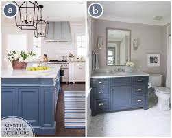 The Color Used In A Is Benjamin Moore Van Deusen Blue Hc 156 And In B Benjamin Moore French Beret 1 Blue Bathroom French Country Bathroom Blue Kitchen Cabinets