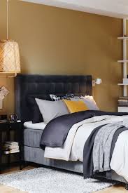 Boxspringbett In Dunkelgrau Mit Gepolstertem Kopfteil Haus Deko Ikea Diy Schlafzimmer Inspirationen
