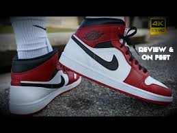 Air Jordan 1 Mid Chicago White Heel Review On Feet Youtube