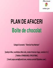 Plan De Afaceri 10chocolates Pdf Cuprins 1 Prezentarea Firmei 2 Istoricul Firmei 3 Descrierea Afacerii 1 1 Concurena 1 2 Obiectivele Firmei 4 Planul Course Hero