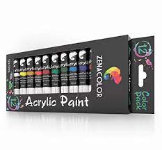 12 Tube Acrylic Paint Set By Zenacolor Pack Of 12 X 12ml Paint Tubes High Quality Non Toxic Painting 12 Uniq Acrylic Paint Set Acrylic Painting Paint Set