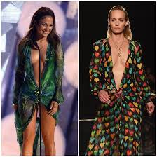 Flax by jeanne engelhart green tan dyed linen long dress s oversized lagenlook. Jennifer Lopez S Iconic Grammy Dress Gets New Life On Versace Runway