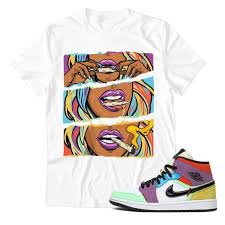 Women Rolling Blunt Unisex T Shirt Match Air Jordan 1 Mid Multicolor In 2020 Sneaker Match Tees Unisex Tshirt Jordan Outfits Womens