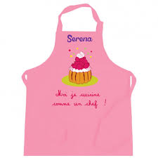 Tablier de cuisine personnalisé ou d'origine. Tablier Enfant Personnalise Je Cuisine Comme Un Chef Rose