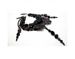 Black flowers, clearly a low budget film. Necklace Unique Piece Black Flowers Black Agate Jewelry Olivier Durbano