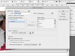 Create A Table Of Contents In Indesign Cs5 Indesign Adobe Tutorials Workbook