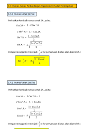 Berikutnya gunakan rumus sudut rangkap untuk sinus diketahui sin x = 1/4, tentukan nilai dari cos 2x. Rumus Sudut Pertengahan Belajar Sekolah