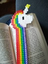 Marque Page Licorne Arc En Ciel En Perles Hama Multicolores Billes De Fer Billes A Fusibles Signets Perles