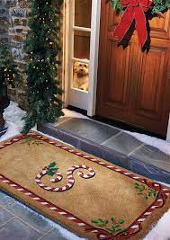 Christmas Door Mats Outdoor Candy Cane Monogrammed Door Mat Frontgate Outdoor Christmas Decorations Outdoor Christmas Christmas Decorations