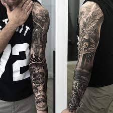 The Idea Of Good Vs Evil On The Sleeve Tattoo Armeltatowierungen Bose Tattoos Unterarm Armeltatowierungen