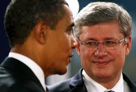Harper talks smack to Obama after Canada&#39;s Olympic hockey win Hey, Barry, Stevie wants his cases of beer. Pronto! (KEVIN LAMARQUE/Reuters) - 1297529505553_ORIGINAL