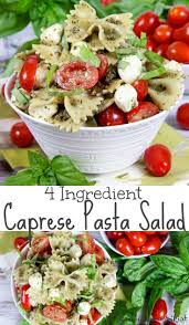4 Ingredient Easy Caprese Pasta Salad With Pesto Recipe The Best Healthy Cold Tomato Mozzarella Salad A Simple Summ Pesto Recipe Caprese Pasta Pesto Salad