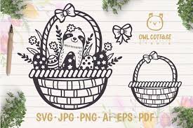 Download Sloth Easter Basket Svg Easter Svg Sloth Clipart 519419 Cut Files Design Bundles