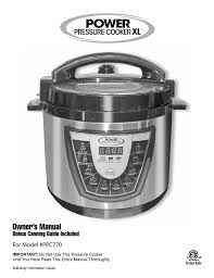 Power Pressure Cooker Xl Owner S Manual Pdf