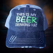 This Is My Beer Drinking Hat Etsy Drinking Beer Hats Distressed Hat