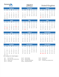 Download the calendars for free to print at home or at work. 2022 United Kingdom Calendar With Holidays