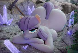 2989657 - suggestive, artist:hooves-art, maud pie, earth pony, anthro, 3d,  4k, ass, barefoot, bedroom eyes, blender, boulder buns, breasts, busty maud  pie, butt, casual nudity, commission, feet, female, high res, large butt,